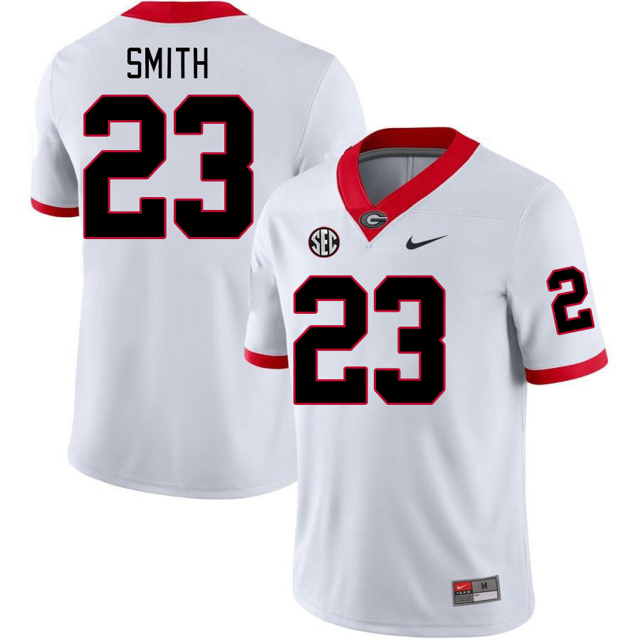 Men #23 Tykee Smith Georgia Bulldogs College Football Jerseys Stitched-White - Click Image to Close